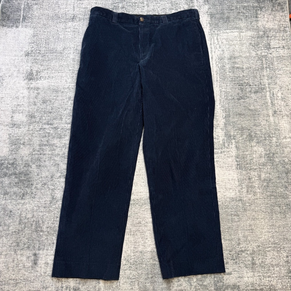 LL Bean Corduroy‎ Pants Mens 36 (35x30) Navy Wide Wale Classic Straight Trouser